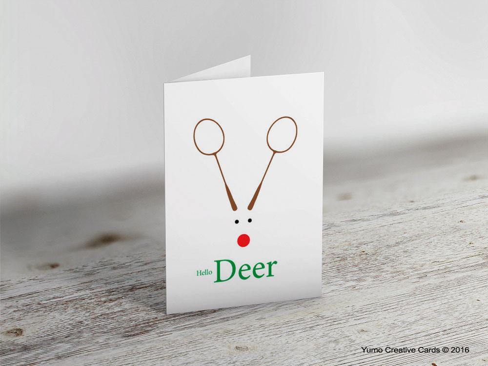 Hello Deer Badminton Christmas Card - Yumo Pro Shop - Racket Sports online store