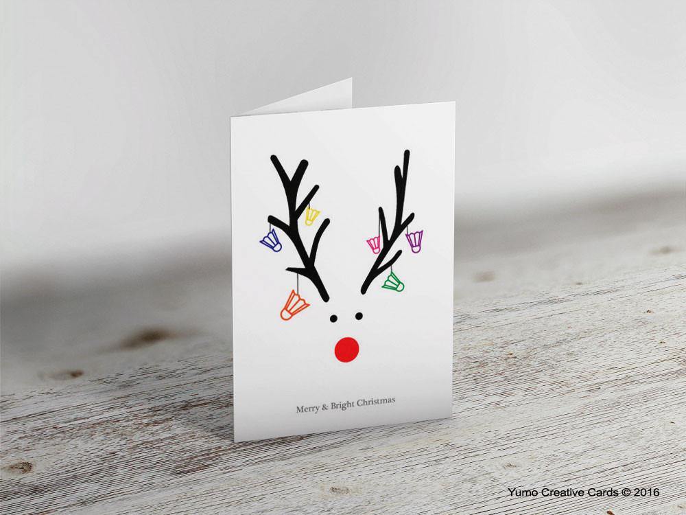 Reindeer Badminton Christmas Card - Yumo Pro Shop - Racket Sports online store