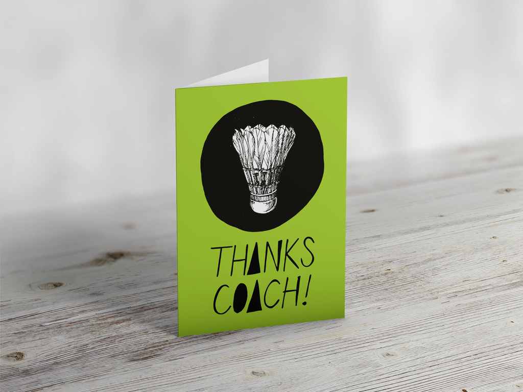 'Thanks Coach' Badminton Greeting Card Greeting CardYumo Pro Shop - Racquet Sports online store - Yumo Pro Shop - Racquet Sports online store