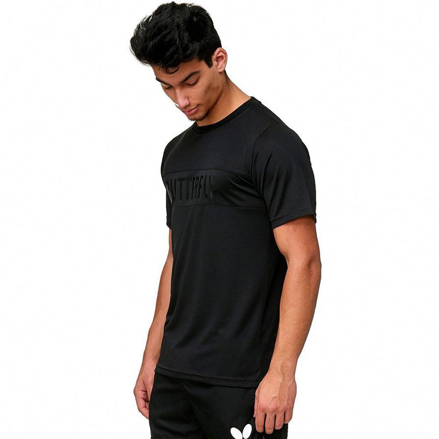 Butterfly Stripe T-Shirt [Black] ClothingButterfly - Yumo Pro Shop - Racquet Sports online store